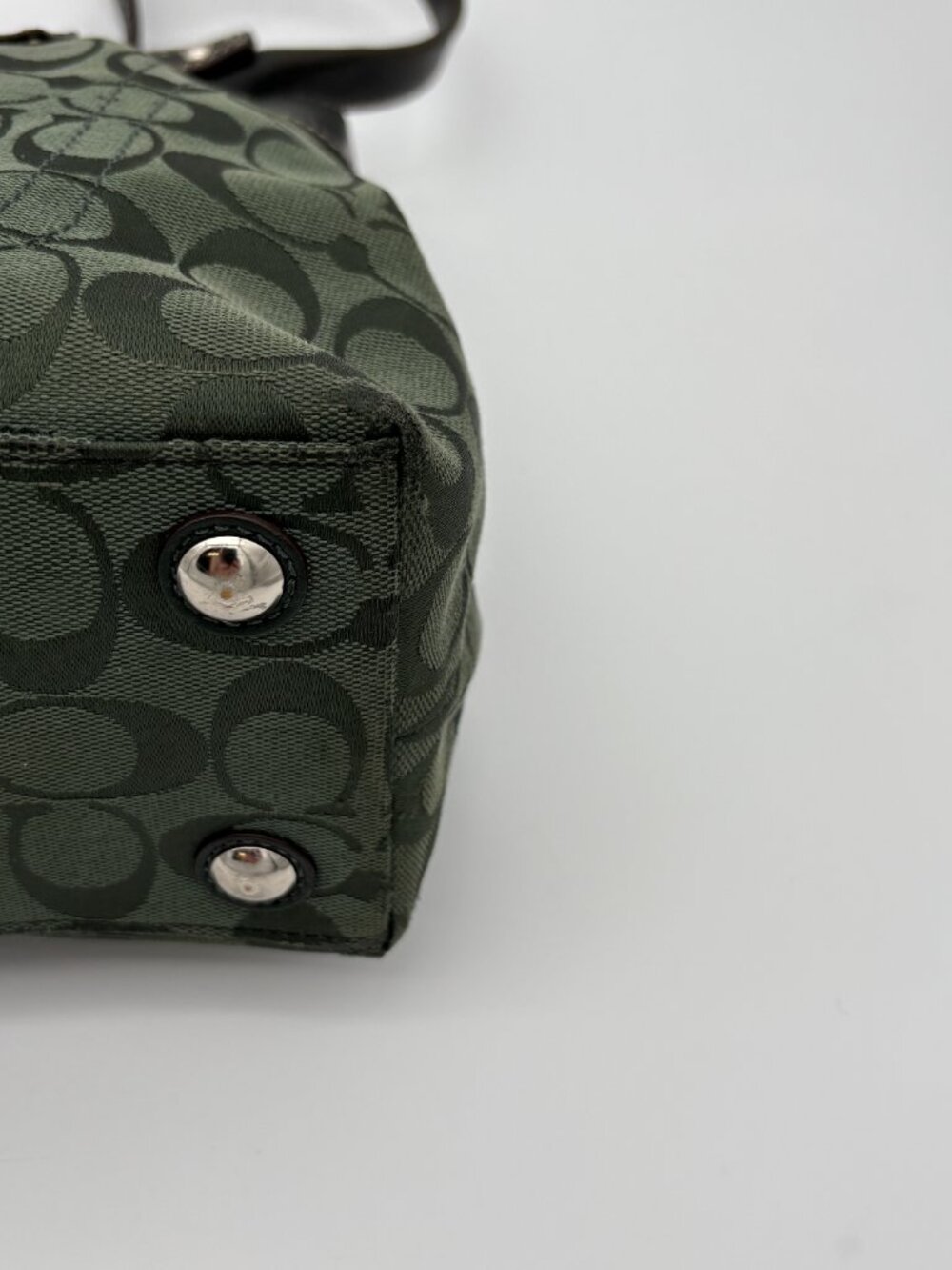 RARE Forest Green & Black Coach Penelope Signature Shopper Tote - Picture 14 of 14